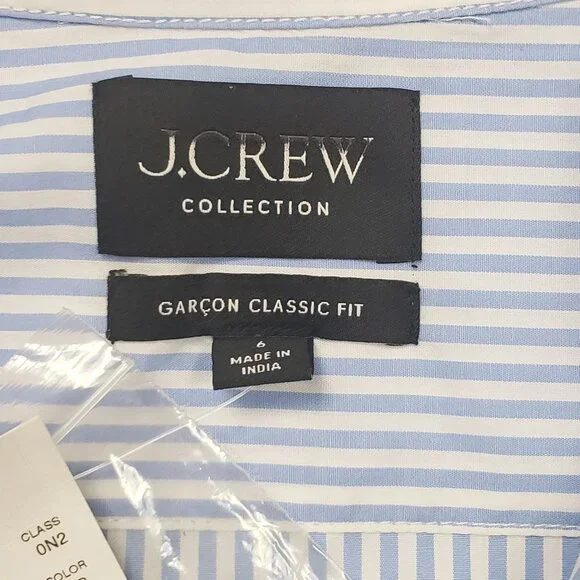 J.Crew Collection Garçon Embellished Shirt in Blue Pinstripe Women's - Pick Size - Picture 2 of 16